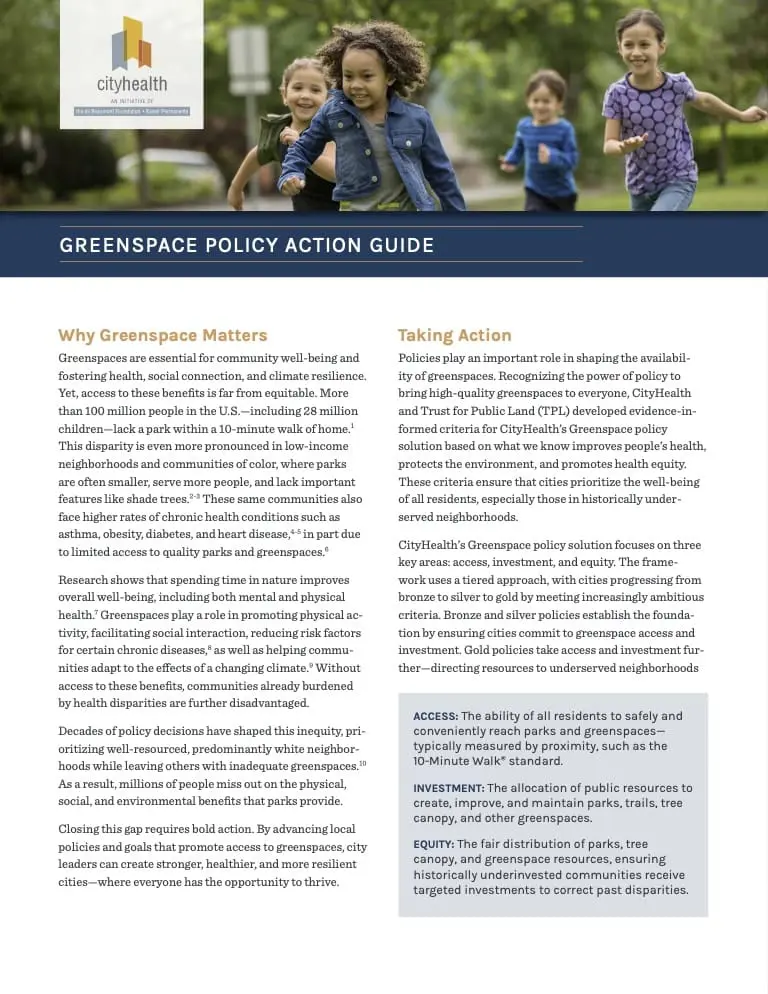 Thumbnail of the Greenspace Policy Action Guide