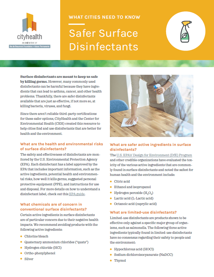 Image of the Safer Surface Disinfectants Resource pdf