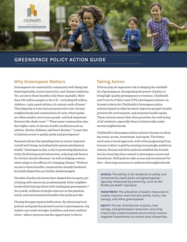 Thumbnail of the Greenspace Policy Action Guide